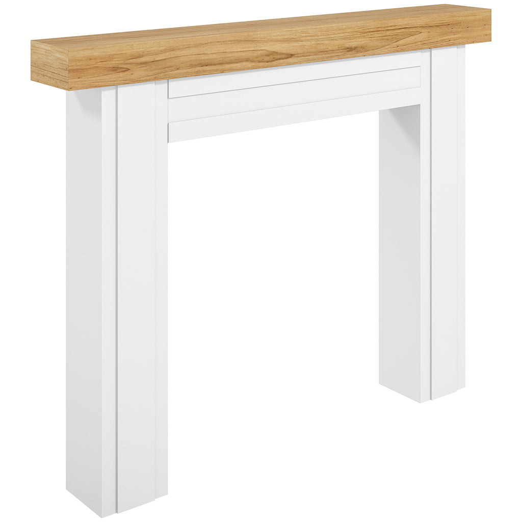 Modern Fireplace Mantel, Freestanding Fireplace Surround with Leg for Electric Fireplaces, 51.2" W x 40.6" H, Natural Wood