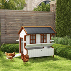 47" Chicken Coop, Wooden Chicken House Raised Rabbit Hutch with Waterproof Roof, Nesting Box and Handles for 3-5 Hens, Poultry Cage Portable Hen Pen for Backyard