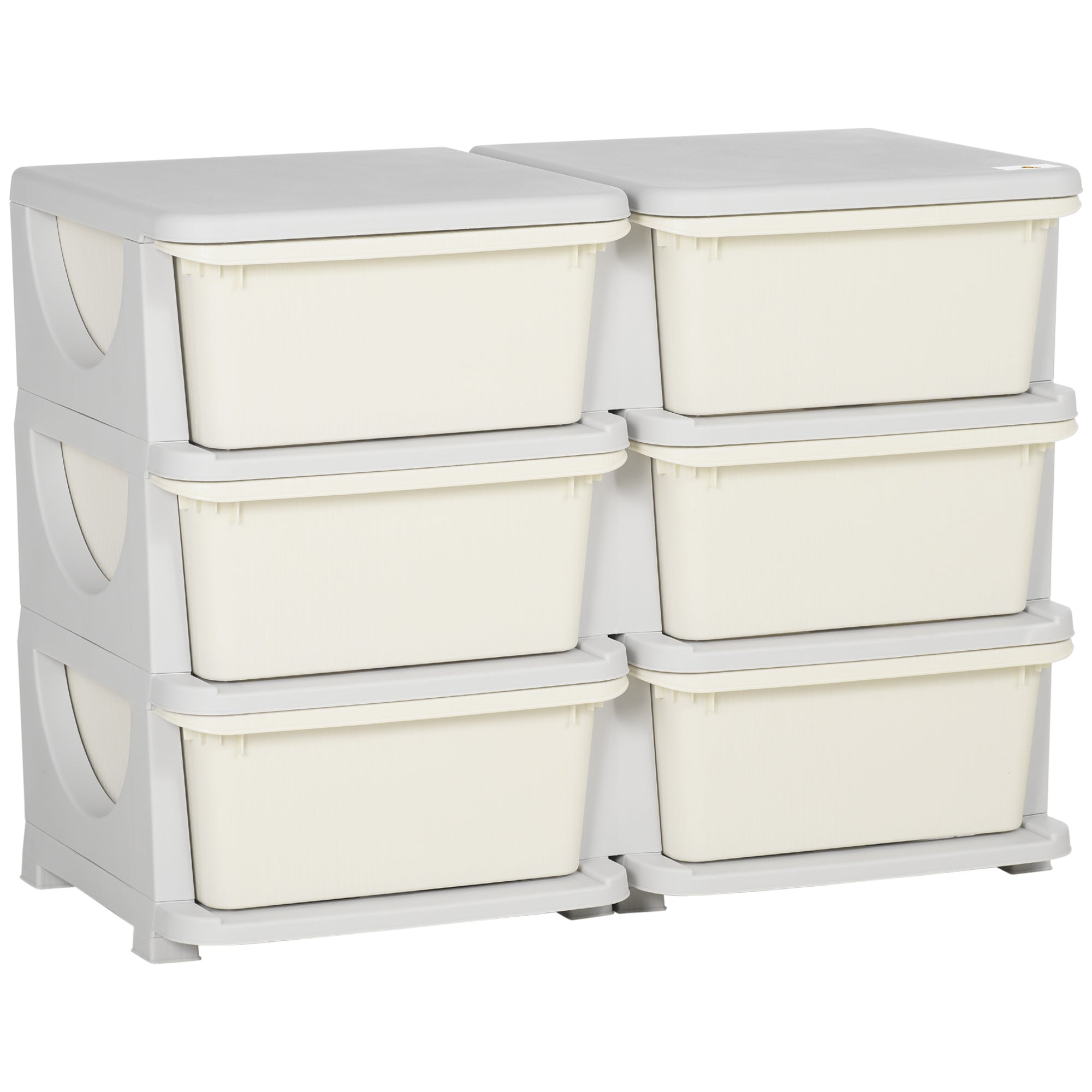 3 Tier Kids Storage Organizer with 6 Drawers for Bedroom, Nursery, Kindergarten, Living Room, Boys and Girls, Cream