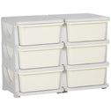 3 Tier Kids Storage Organizer with 6 Drawers for Bedroom, Nursery, Kindergarten, Living Room, Boys and Girls, Cream