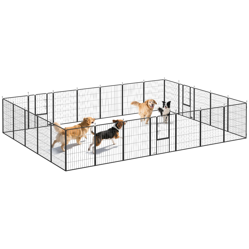 Dog Playpen for Indoor Outdoor, 24 Panels 39" H Puppy Playpen with Lockable Door, DIY Shape Pet Exercise Fence, Gray