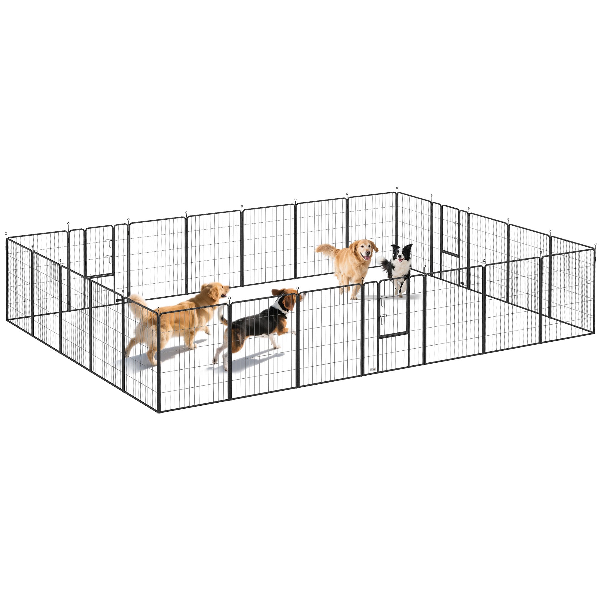 Dog Playpen for Indoor Outdoor, 24 Panels 39" H Puppy Playpen with Lockable Door, DIY Shape Pet Exercise Fence, Gray