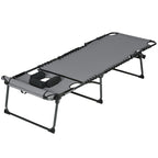 Folding Chaise Tanning Lounge Chair w/ 5-level Reclining Back, Reading Hole, Side Pocket, Headrest, Gray