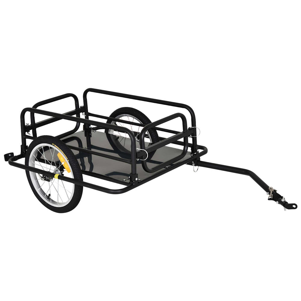 Bike Trailer, Foldable Bicycle Trailer with16 Inch Pneumatic Tire, Universal Coupler, Foldable Frame and Safe Reflectors Design, Large Load Capacity, Black