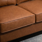 51" Wide Loveseat with Armrest, 2-Seater Tufted PU Leather Double Sofa, Brown