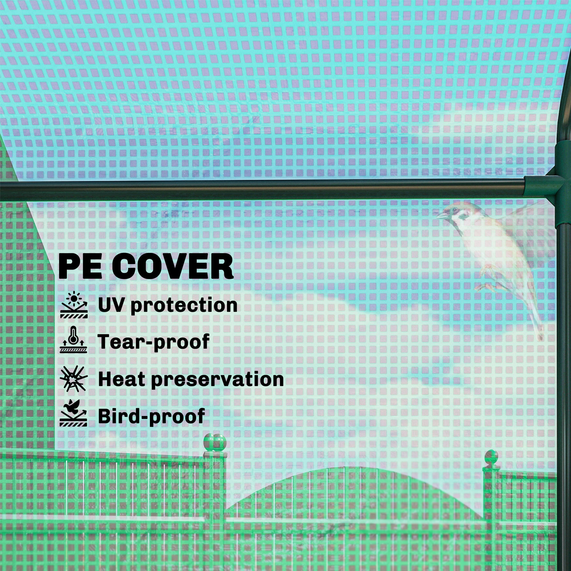 6' x 3' x 5' Portable Walk-in Greenhouse, PE Cover, Steel Frame Garden Hot House, Zipper Door, Top Vent for Flowers, Vegetables, Saplings, Tropical Plants, Green