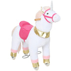 Ride on Unicorn Toy for Kids 3-5 Years, 29.5 Inch Plush Baby Rocking Horse with Wheels, No Battery Required, White