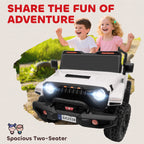 Ride on Truck Car with 2-Seater, 24V Electric Car with 4 Motors, Remote Control, Spring Suspension for 3-8 Years, White
