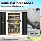 9' x 4' Metal Outdoor Storage Shed, Tool House with Double Lockable Doors for Backyard, Patio, Lawn, Garage, Dark Gray