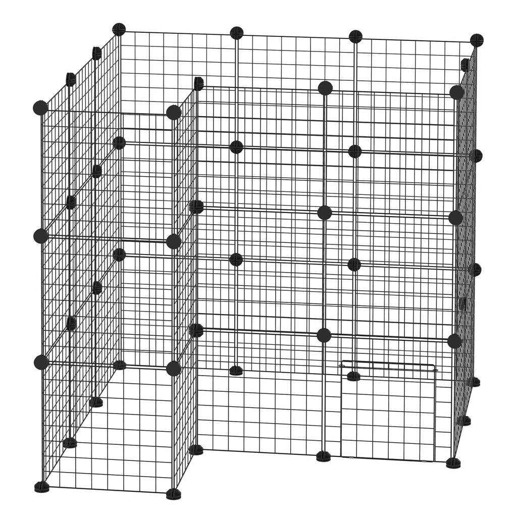 36 Panels Small Animal Playpen with Door, DIY C & C Cage for Guinea Pigs with Ramp, Portable Metal Wire Yard for Rabbit, Hedgehogs, 14 x 14 in