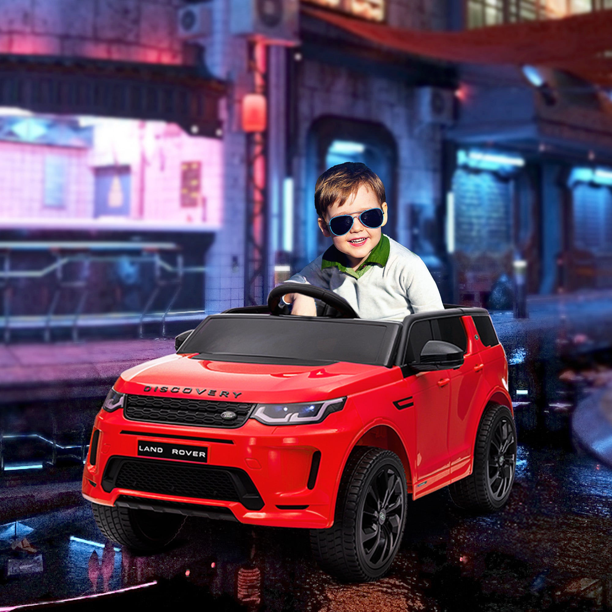 Discovery Sport Licensed 12V Kids Ride on Car with Remote Control Soft Start, LED Lights, Red