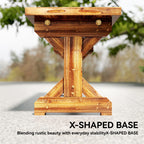 Rustic Outdoor Wooden Bench, Backless Garden Bench Patio Loveseat with X-Shape Base for Porch, Park, Carbonized