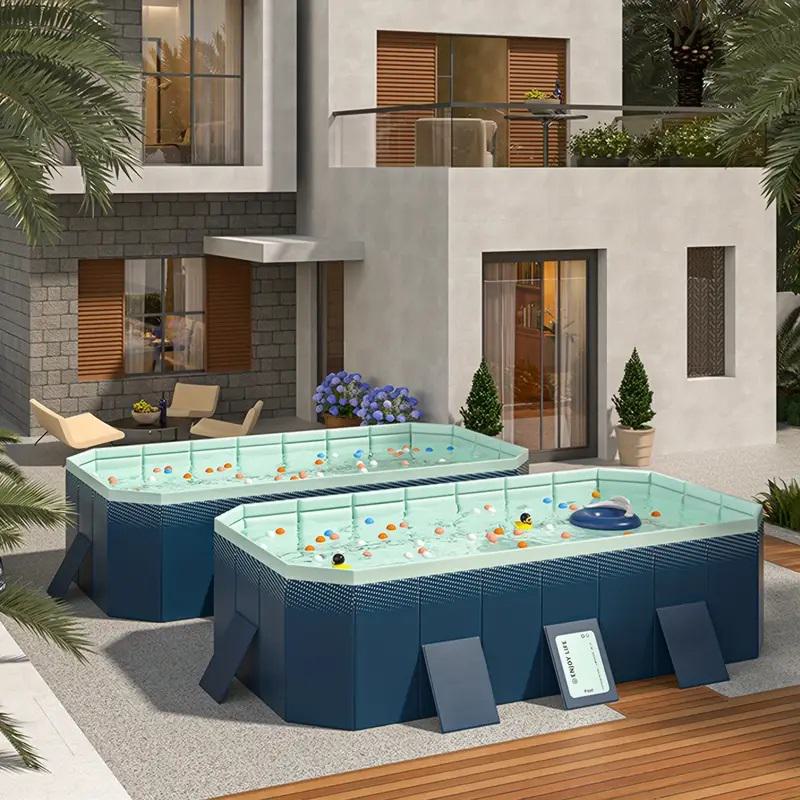 Inflatable PVC Swimming Pool with Easy Storage and Installation, Durable Design, Quick Water Management, 82.5" L x 54" W x 19.5" H, Blue