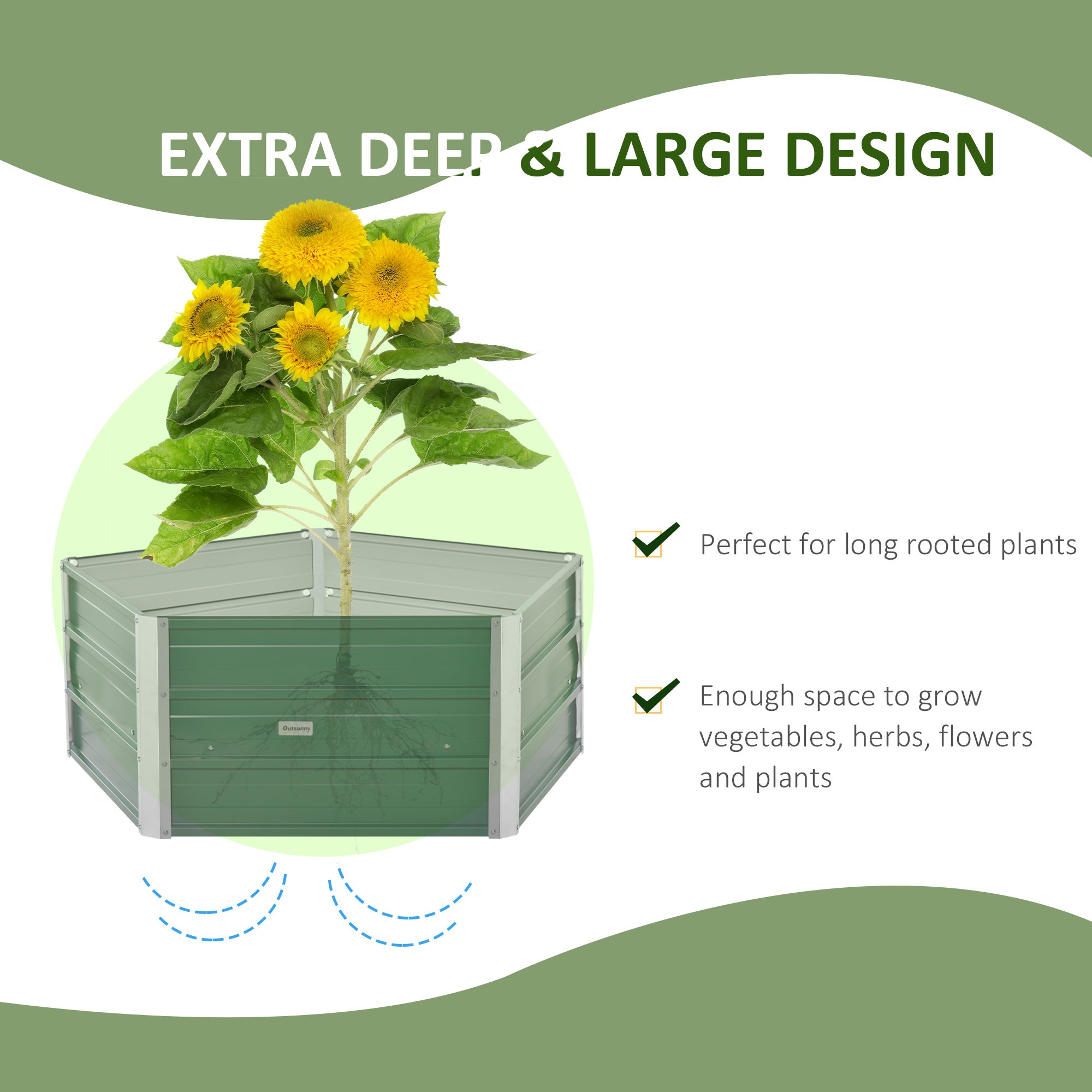 40'' Hexagon Raised Garden Bed, Outdoor Metal Planter Box with Gloves, for Backyard, Patio to Grow Vegetables, Herbs, and Flowers, Green