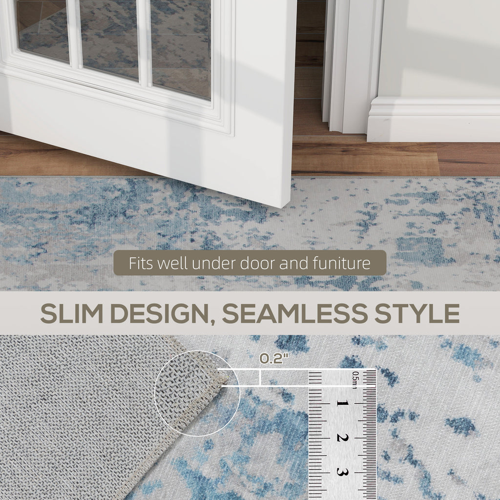 Area Rug 5x7, Machine Washable Rug, Non-Slip Modern Abstract Floor Carpet for Living Room, Bedroom, Dining Room, Blue