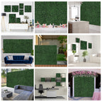12 PCS Artificial Boxwood Panels Topiary Wall Greenery Backdrop, Privacy Hedge Screen 4 Layer Roll, Dark Green