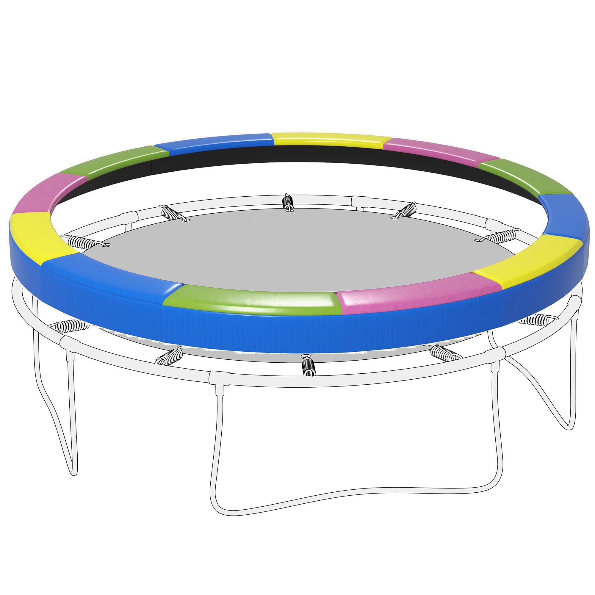 12FT Trampoline Spring Cover, Safety Trampoline Pad Replacement, Waterproof and Tear Resistant, All Weather Trampoline Accessories, No Holes for Pole, Multi Color