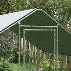 Large Chicken Coop with Waterproof and Anti-UV Cover, Spire Shaped for Outdoor and Yard Farm Use, 9.8' x 32.8' x 6.4'