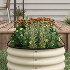 4.9' x 2' x 1.4' Galvanized Raised Garden Bed Kit, Metal Planter Box with Safety Edging, Cream