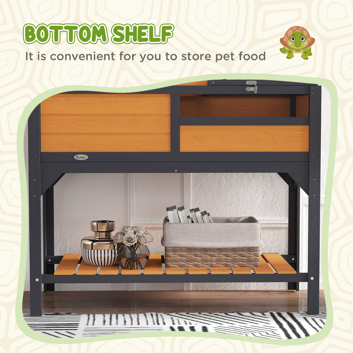 Tortoise Enclosure Tortoise House w/ Adjustable Lamp Holder, Storage Shelf, Removable Main House, Openable Lid, Yellow