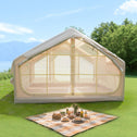 Inflatable 4-Season Camping Tent with Extended Awning, Waterproof Family Tent with Clear Skylight, 118″ L x 82.5″ W x 78.5″ H, Beige