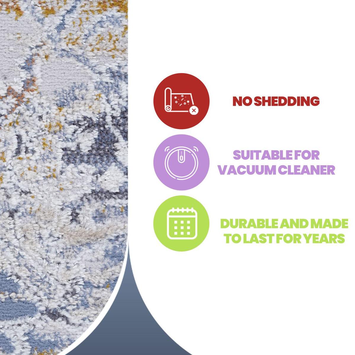 Naar 2x8 Stain-Resistant Rug with Cotton Backing, Medium Pile Height, Kid and Pet-Friendly Carpet, 96" L x 26" W x 0.3" H, Ivory+Gray
