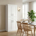 Modern Kitchen Pantry Freestanding Cabinet Cupboard with Doors and Drawer, Adjustable Shelving, White
