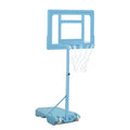 Poolside Basketball Hoop Stand, 36.5"-48.5" Height Adjustable Portable Hoop System w/ Clear Backboard & Fillable Base for Whole Family, Blue, White