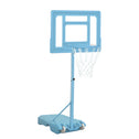 Poolside Basketball Hoop Stand, 36.5"-48.5" Height Adjustable Portable Hoop System w/ Clear Backboard & Fillable Base for Whole Family, Blue, White