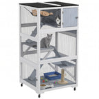 Catio, Outdoor Cat Enclosure House on Wheels with Hammock, Gray