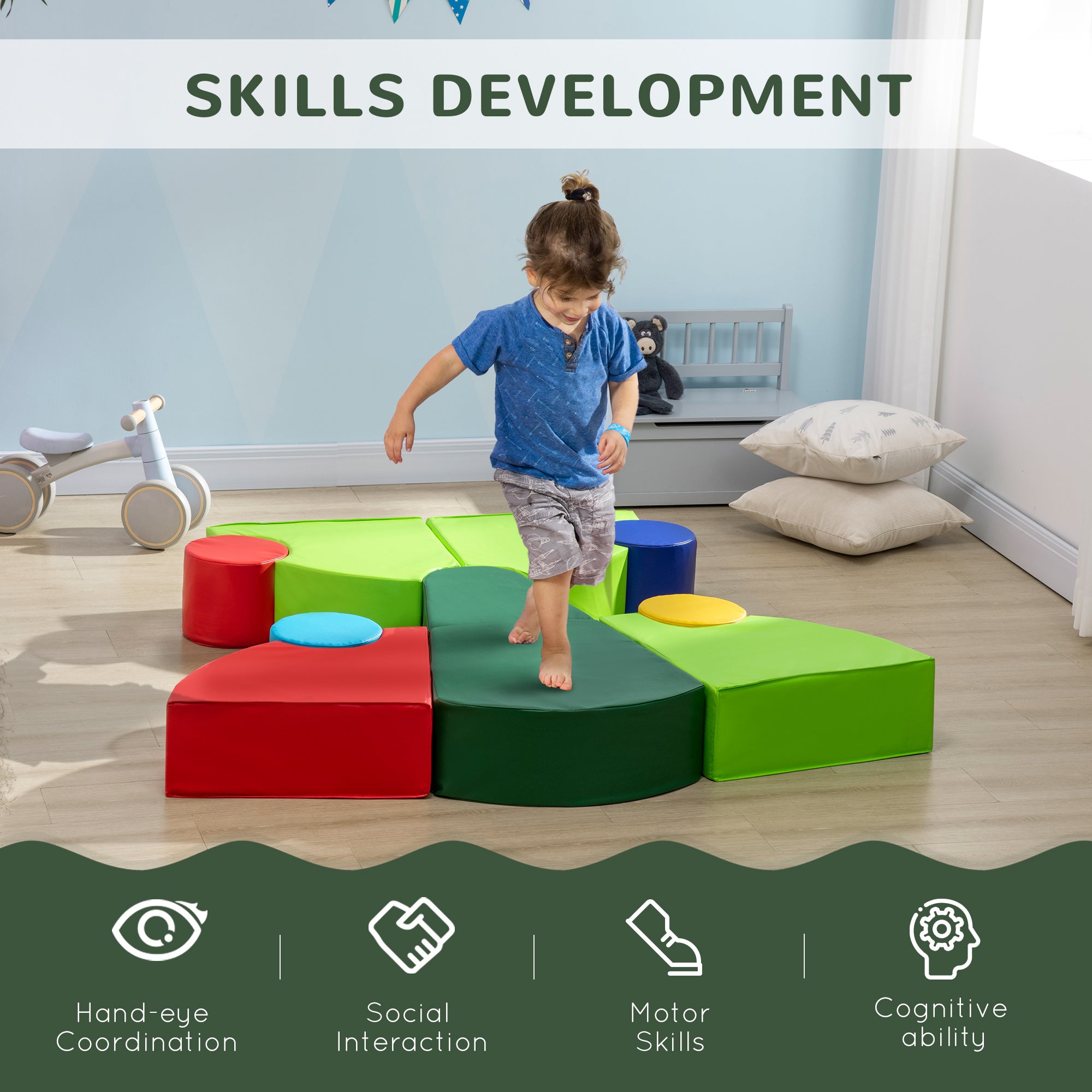 10-Piece Soft Play Set for Creativity, Climb and Crawl Foam Playset with Easy-to-Clean Surface, Activity Play Structures for 18 Months Old