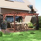 11' x 12.5' Outdoor Wood Pergola with Grape Trellis for Patio, Deck, Backyard, Lawn