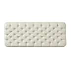 Storage Ottoman with Birch Legs, Faux Leather Tufted, 50" L x 20.5" W x 18.25" H, Spot Clean, Ivory