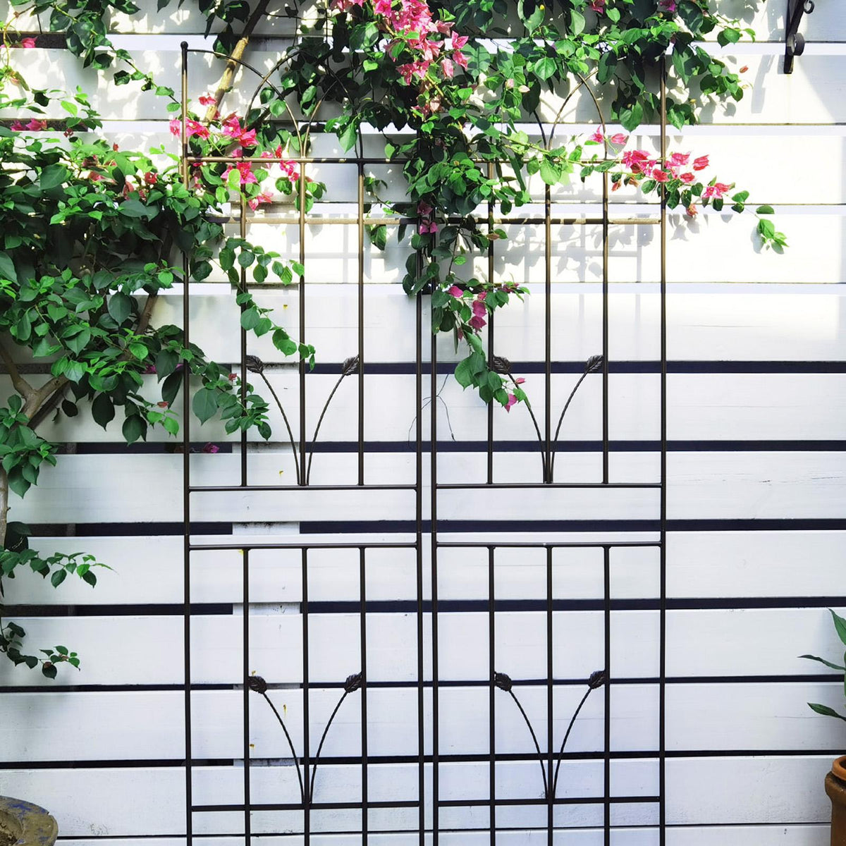4 Pack Metal Garden Trellis with Rustproof Feature, for Climbing Plant Support, Easy Assembly, Brown