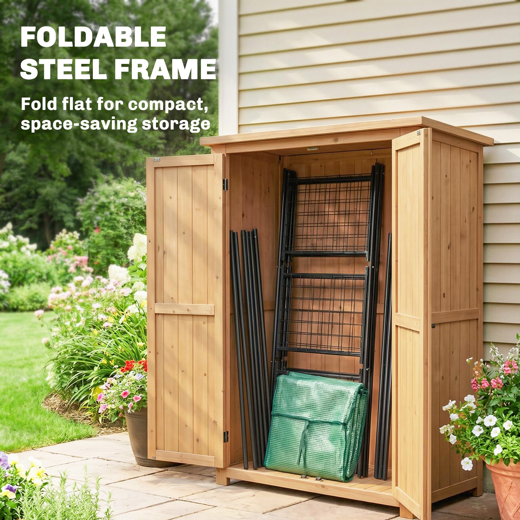 Greenhouse for Outdoors, Portable Greenhouse with 6 Shelves, UV-Resistant PE Cover, Roll-Up Door, Green