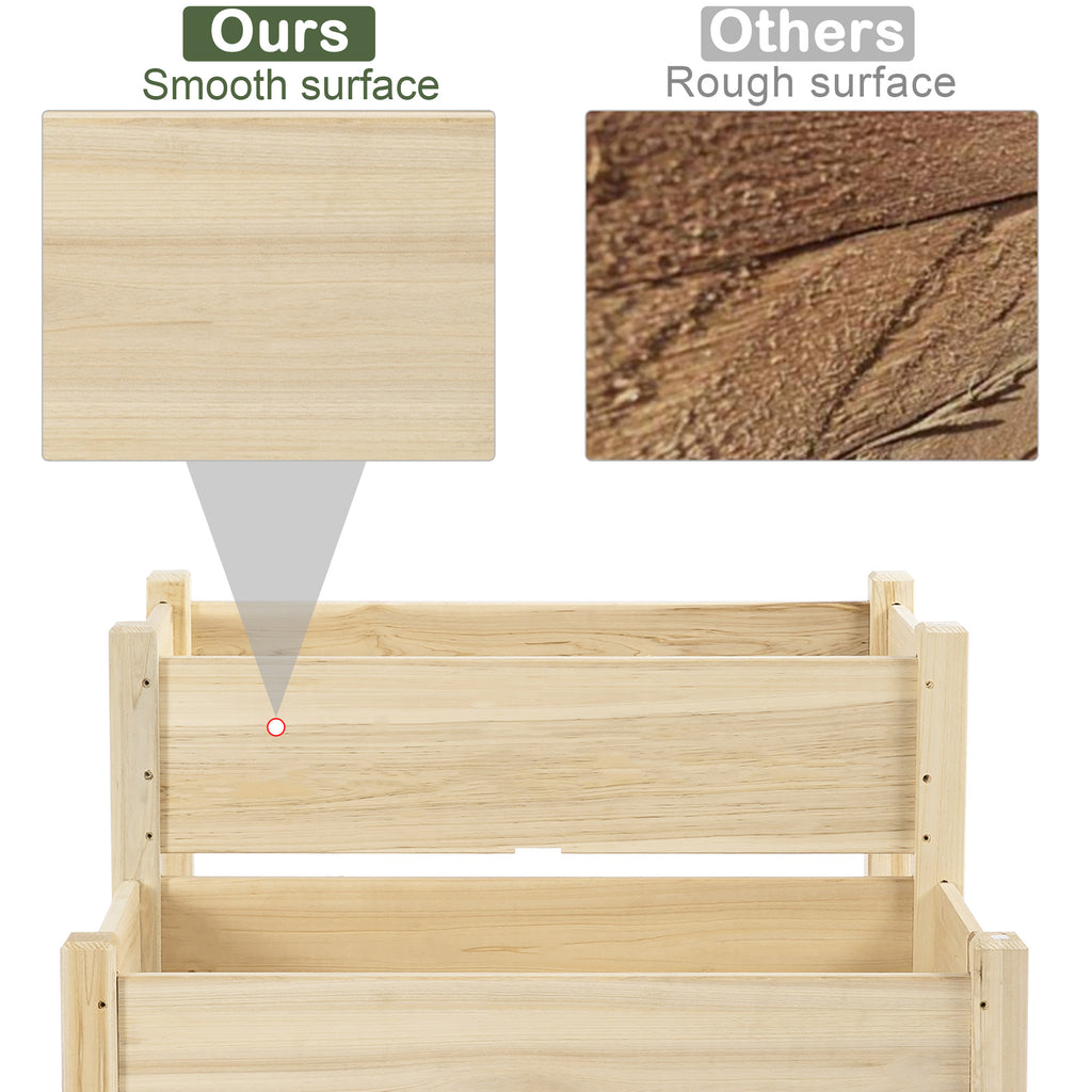 Raised Garden Bed, 2-Tier Wood Planter Stand Plant Grow Box, 34"x34"x28"