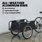 Bike Cargo Trailer, Bicycle Trailer Wagon Cart with Quick Release 16" Pneumatic Wheels, Aluminum Rims, Red Flag, Black