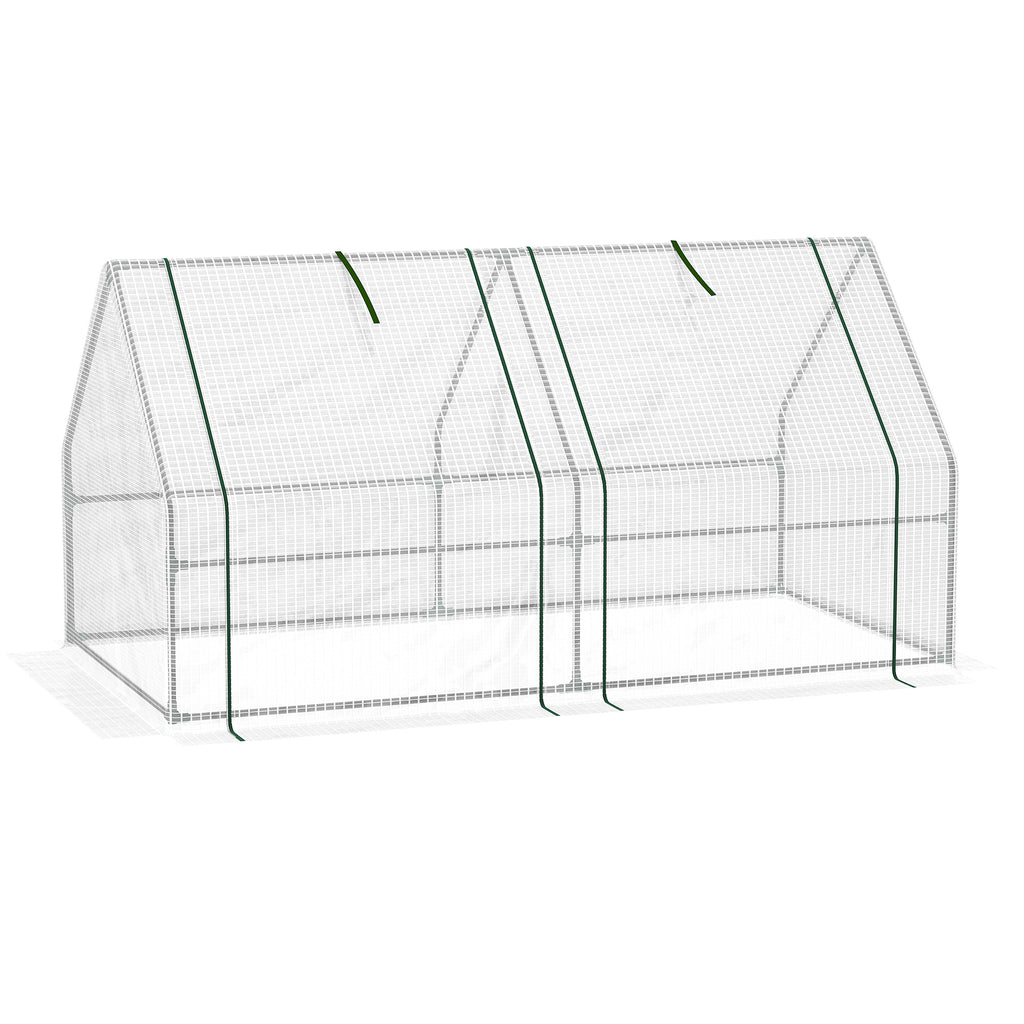 Portable Mini Greenhouse, Outdoor Garden with Large Zipper Doors and Water/UV PE Cover, 5.9' x 3' x 3', White