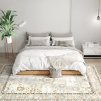 9x12 Area Rug, Indoor Boho Machine Washable Carpet for Living Room, Bedroom, Dining Room, Kitchen, Blue