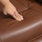 Air Leather Manual Recliner, Adjustable Swivel Lounge Chair with Footrest, Armrest and Wrapped Wood Base, Brown