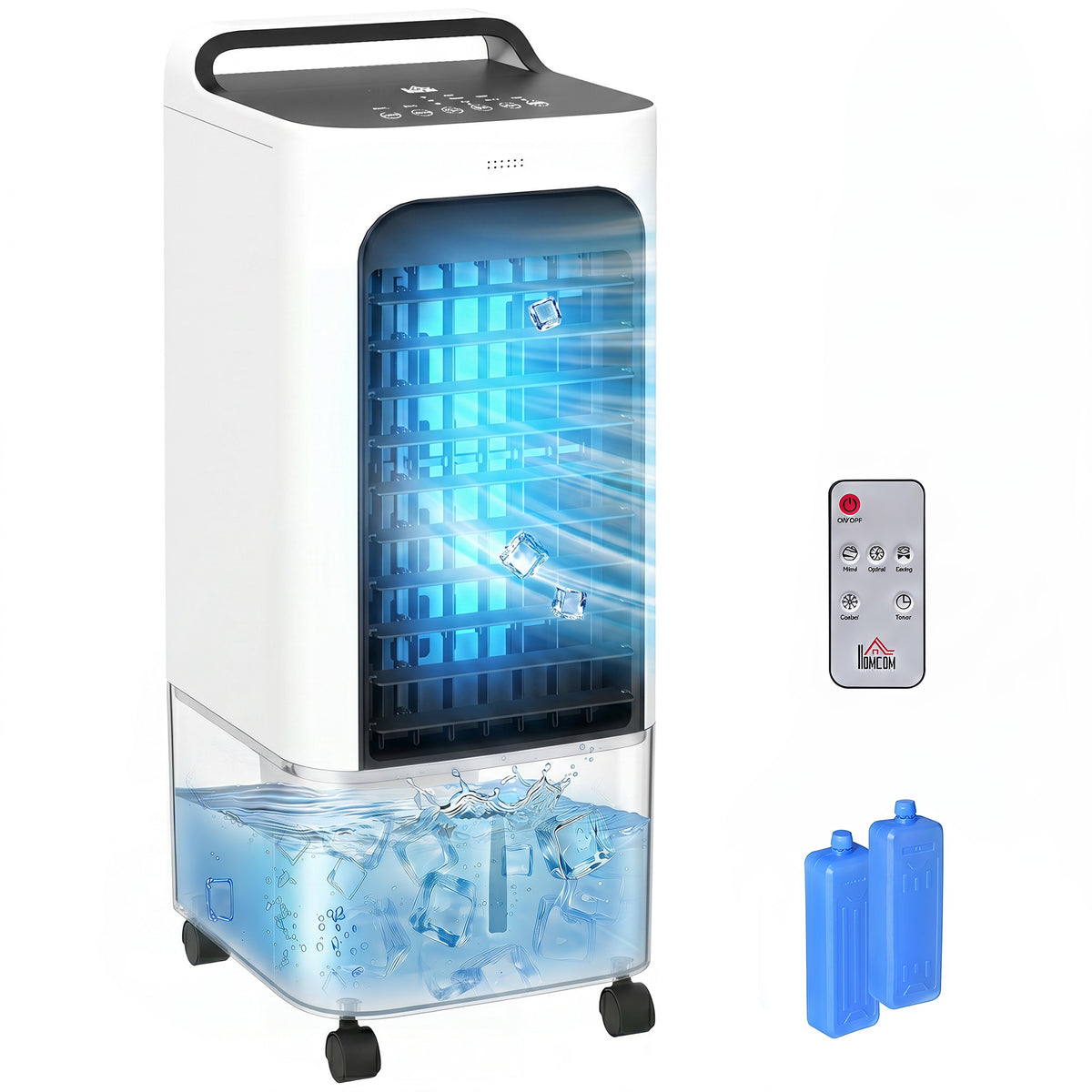 Room Air Cooler with Ice Packs, Ice Cooling Fan Water Humidifier Unit with Remote, Timer, Oscillating