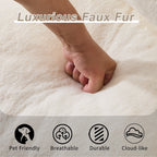 Bean Bag Sofa with High-Density Foam and Faux Fur Fabric, Compressed Sofa Oversized Fluffy Loveseat for Adults, 75" L x 42.5" W x 28.5" H, White
