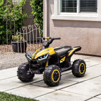 12V Kids ATV Quad Car with Forward & Backward Function, Four Wheeler for Kids with Wear-Resistant Wheels, Music, Electric Ride-on ATV for Toddlers Ages 3+ Years Old, Yellow