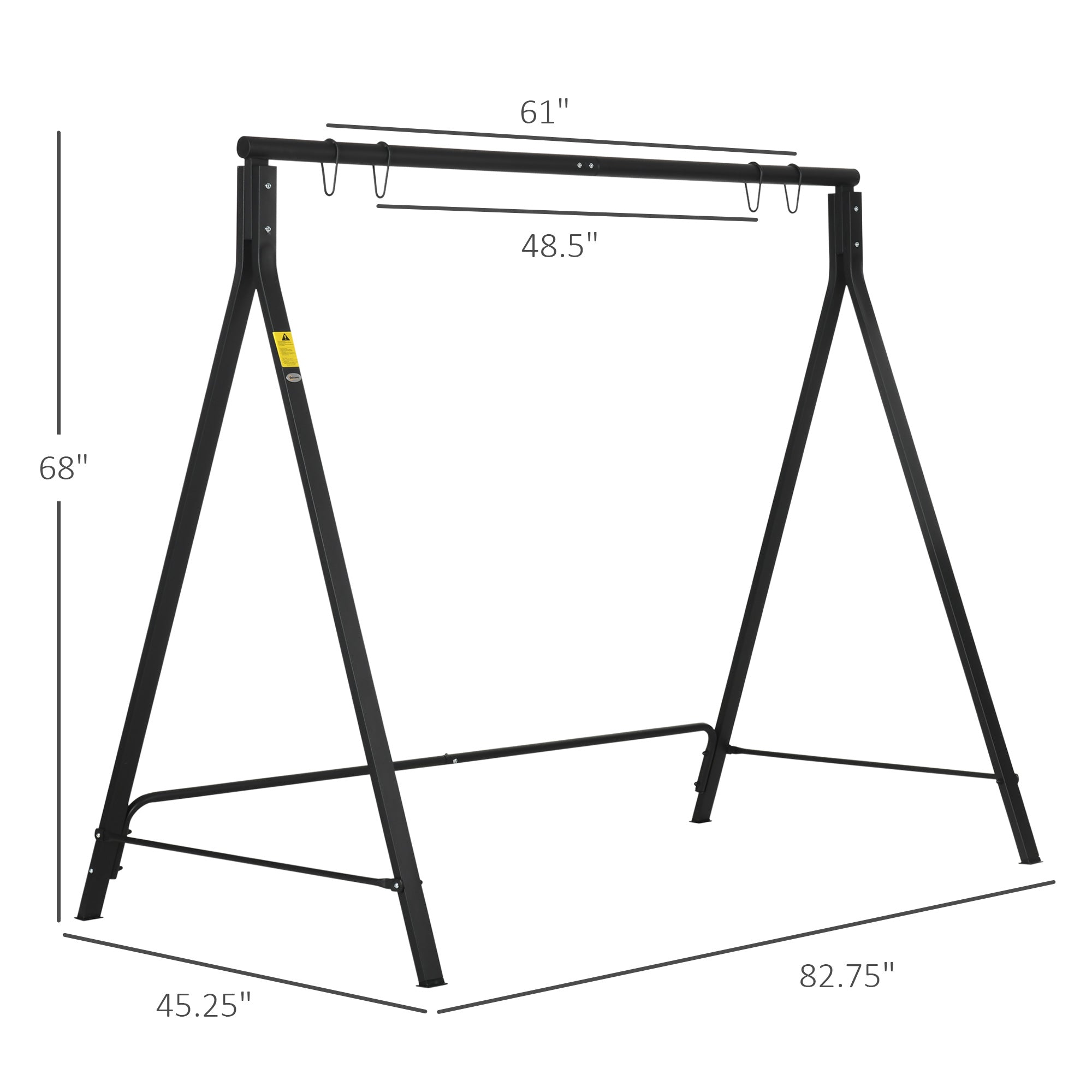 Metal Porch Swing Stand, Heavy Duty Swing Frame, Hanging Chair Stand Only, 528 LBS Weight Capacity, for Backyard, Patio, Lawn, Playground, Black