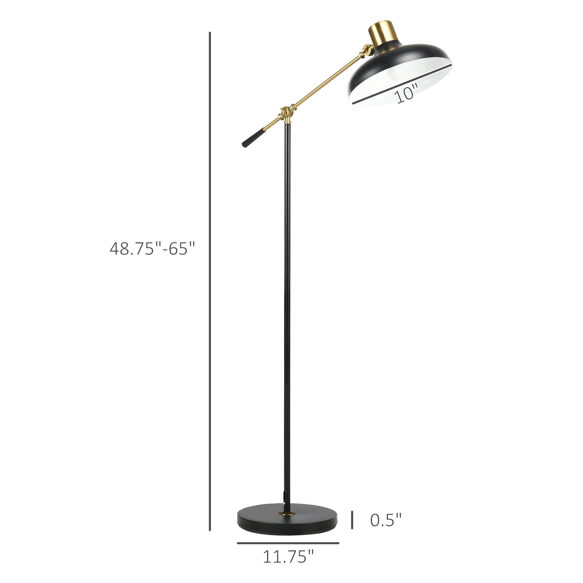 Adjustable Floor Lamps for Living Room, Standing Lamp for Bedroom with Balance Arm, Tall Black and Gold Lamp