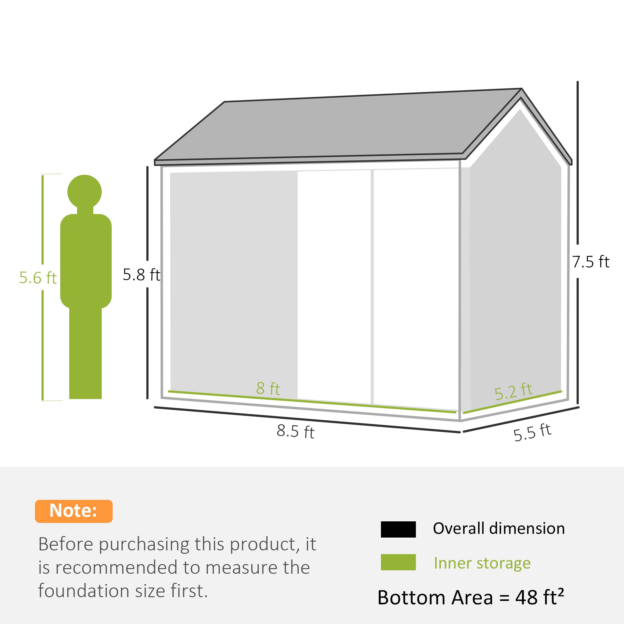 8' x 5.5' Metal Garden Storage Shed, Extra Large Outdoor Tool Storage House w/Lockable Doors, Window, Air Vents, Gray