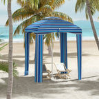 5.8' x 5.8' Cabana Umbrella for Travel, Walls, Vents, Ruffles, Carry Bag, Beach Umbrella, Blue Stripe