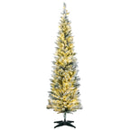 5ft Pencil Christmas Tree, Slim Artificial Christmas Tree with Realistic Branches and Warm White LED Lights, Green