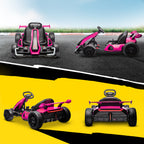24V 7.5 MPH Electric Go Kart with Adjustable Seat, Slow Start, Pink