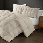 Luxuriously Soft Standard Overfilled Pillow Protector with 100% Polyester Microfiber, Zipper Closure, 3D Puff Stitching, 28" L x 20" W x 0.13" H, Beige